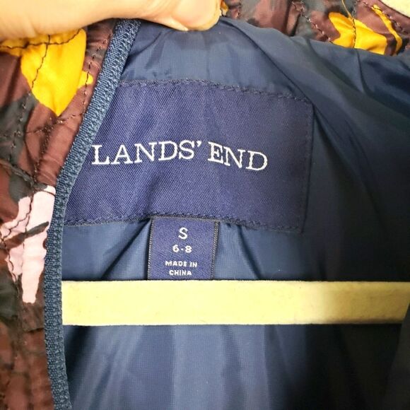 Women's Lands' End Quilted Purple Yellow Floral Leaf Zip Up Jacket Size S-4/6 - Picture 11 of 11